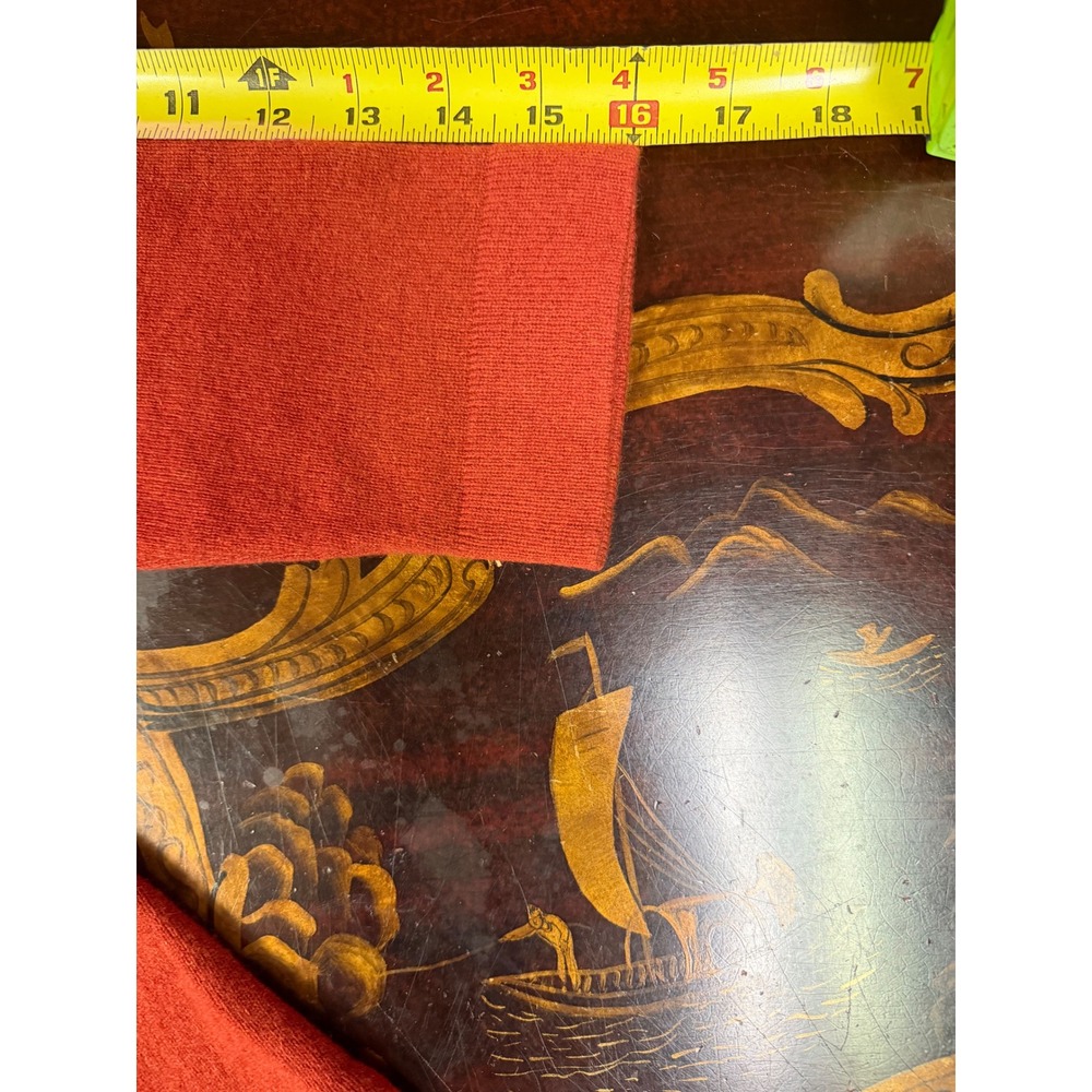 Vtg Griffen Cashmere Womens Rust Orange V Neck Sweater 3/4 Sleeve Fall Petite PS - Picture 11 of 13